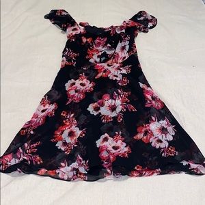 White House Black Market Floral Print Ruffle Dress